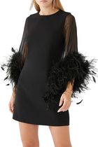 Izola Feather-Trimmed Crepe Mini Dress